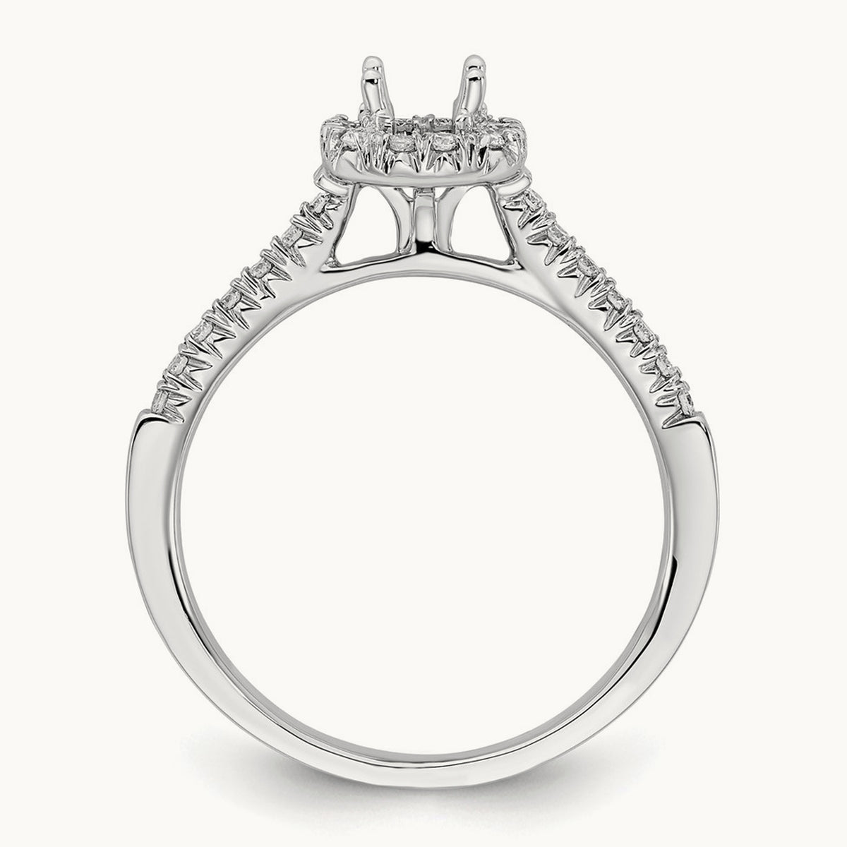 Cushion Center Semi-Mount Halo Engagement Ring, 0.25-0.50 ct tw Lab-Grown Diamond
