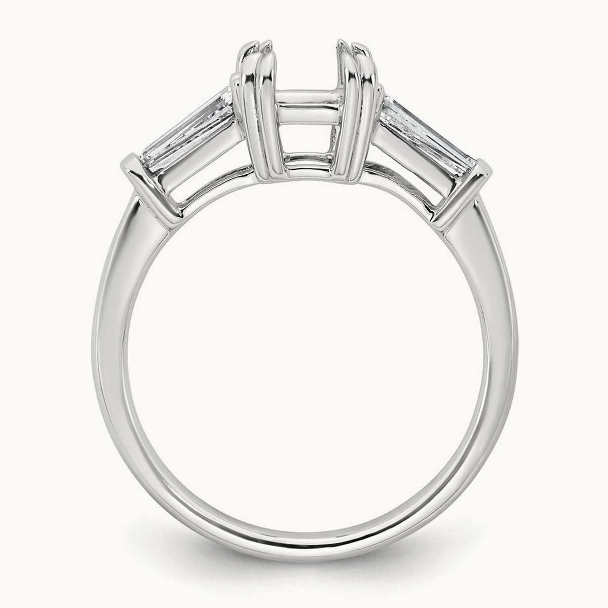 Emerald Center Semi-Mount Engagement Ring — 14K White Gold, 3/4 ct, 7