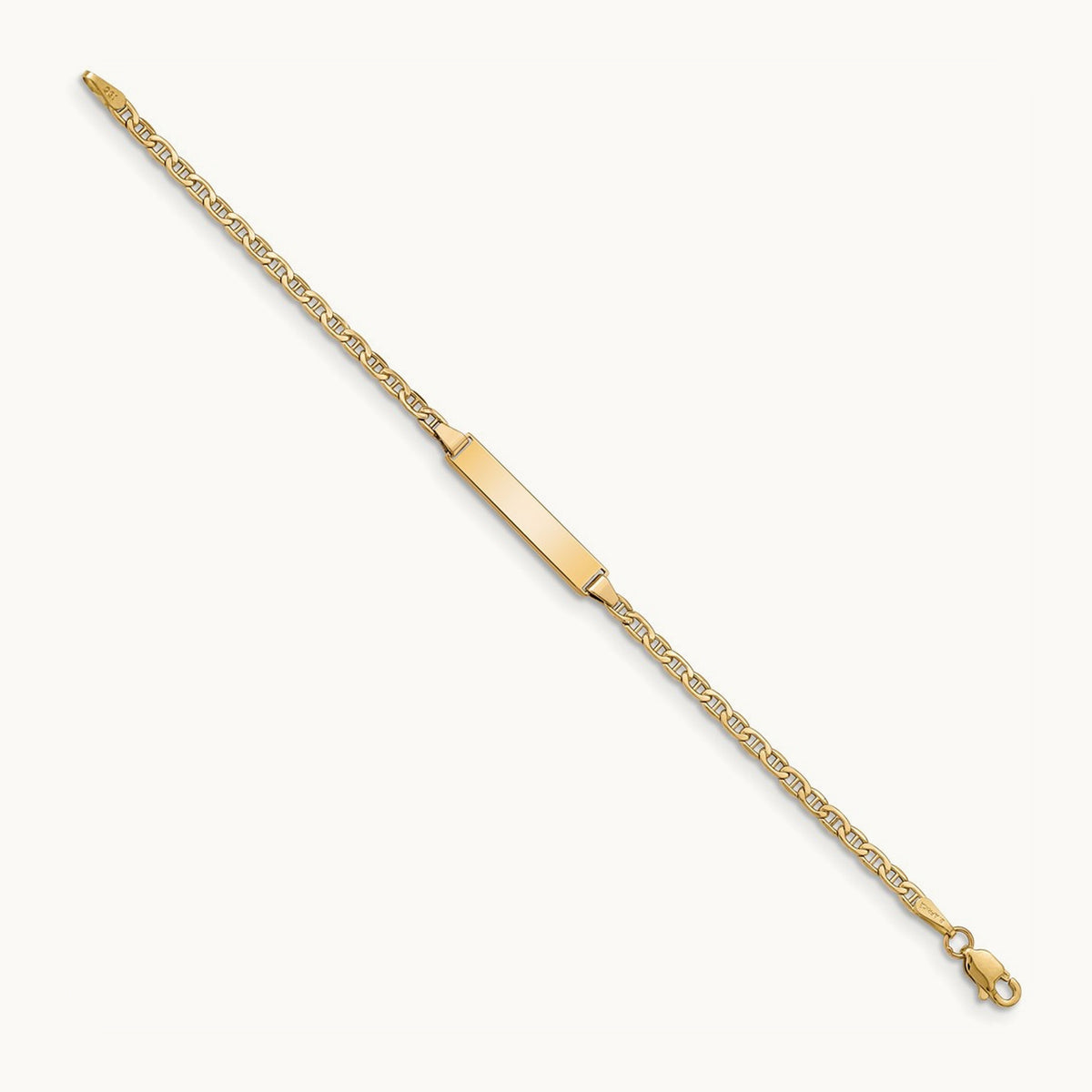 Semi-Solid Polished Anchor ID Bracelet, 14K