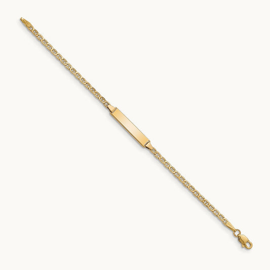 Semi-Solid Polished Anchor ID Bracelet, 14K