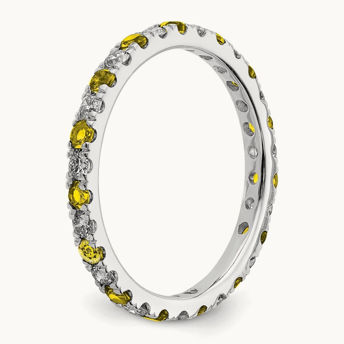 Created Yellow Sapphire Eternity Band — 14K White Gold, 2.25 mm