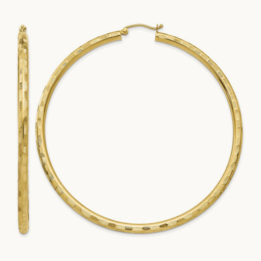 Diamond-cut Hoop Earrings, 14K