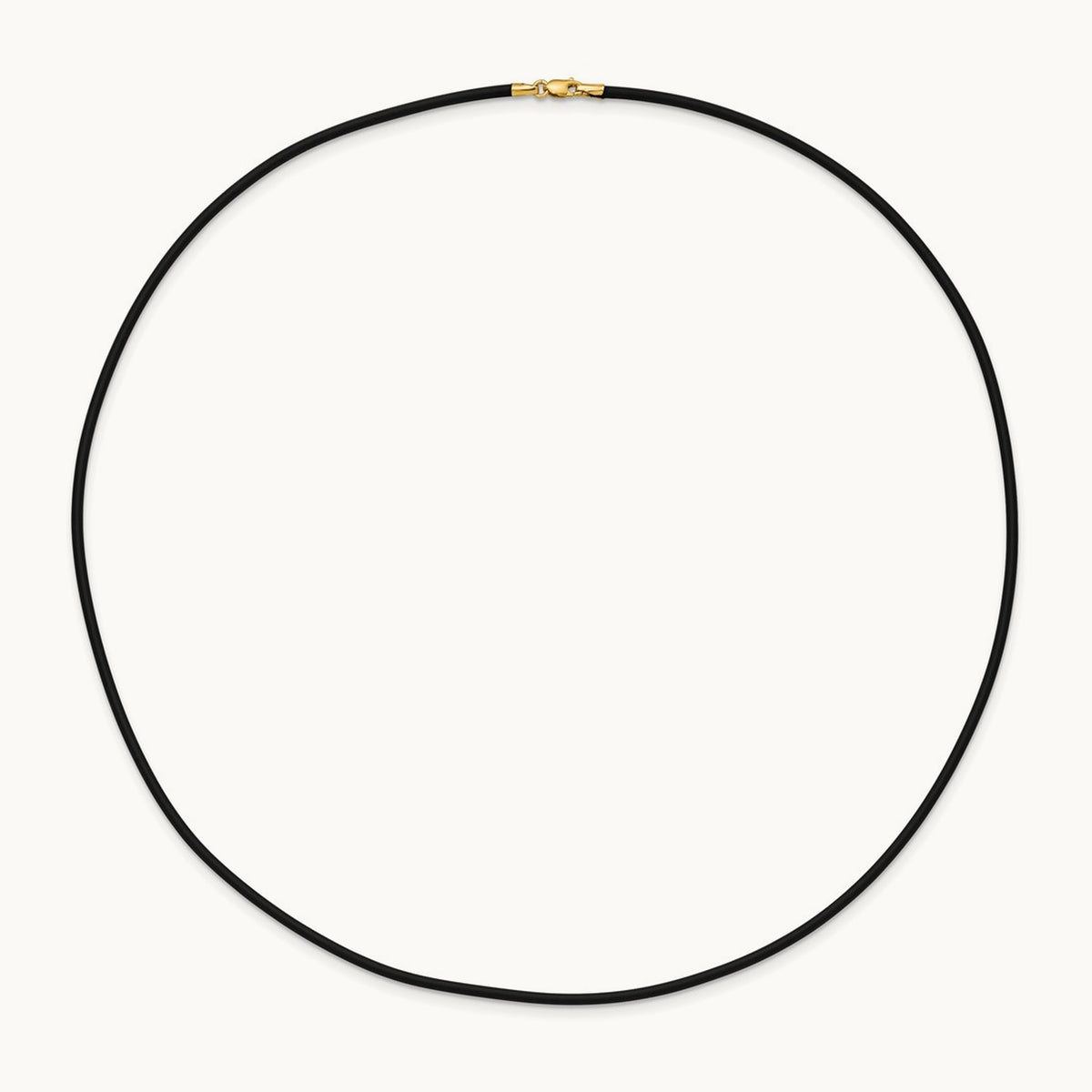 20in with Yellow Clasp Black Rubber Cord Necklace — 2mm