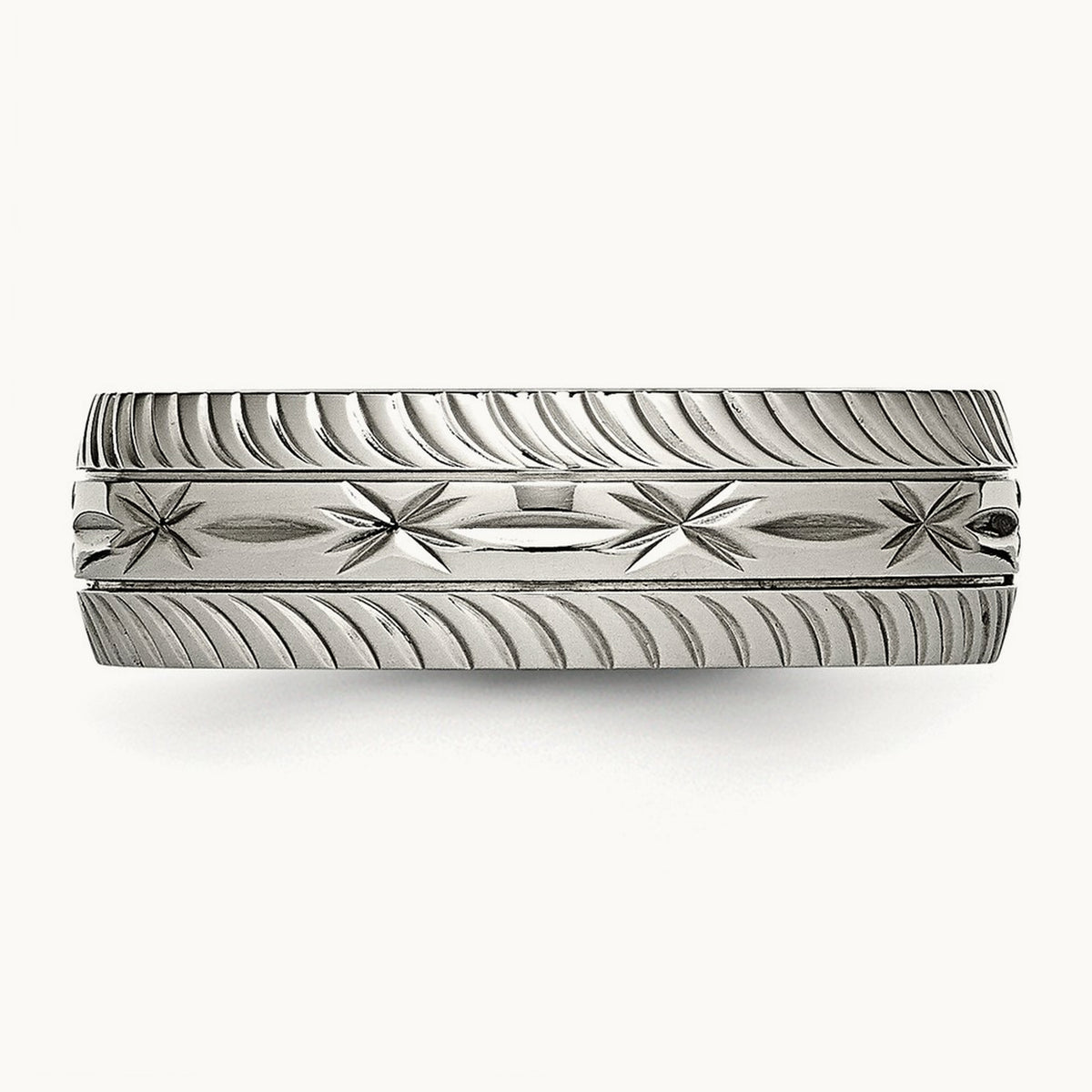 Polished Diamond Cut Band, 7mm, Stainless Steel
