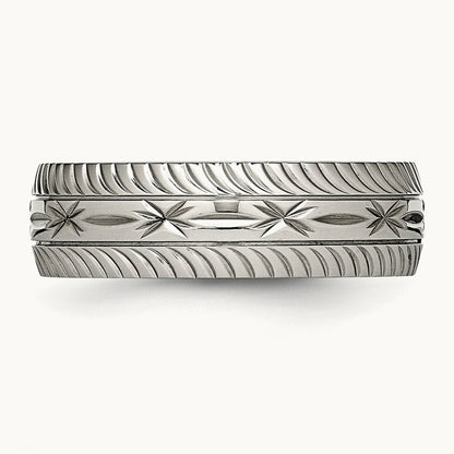 Polished Diamond Cut Band, 7mm, Stainless Steel