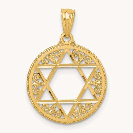 Filigree Star of David Pendant, 14K