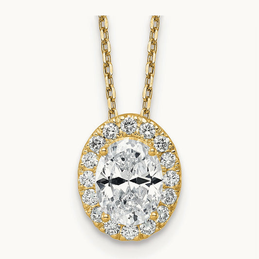 Halo Pendant Necklace, 2.50 ct tw Lab-Grown Diamond — 14K Yellow Gold, One Size