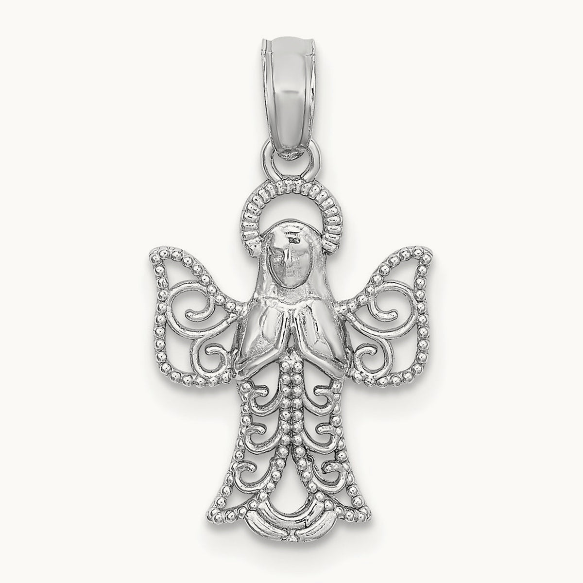 Angel Pendant, 22mm in 14K White Gold