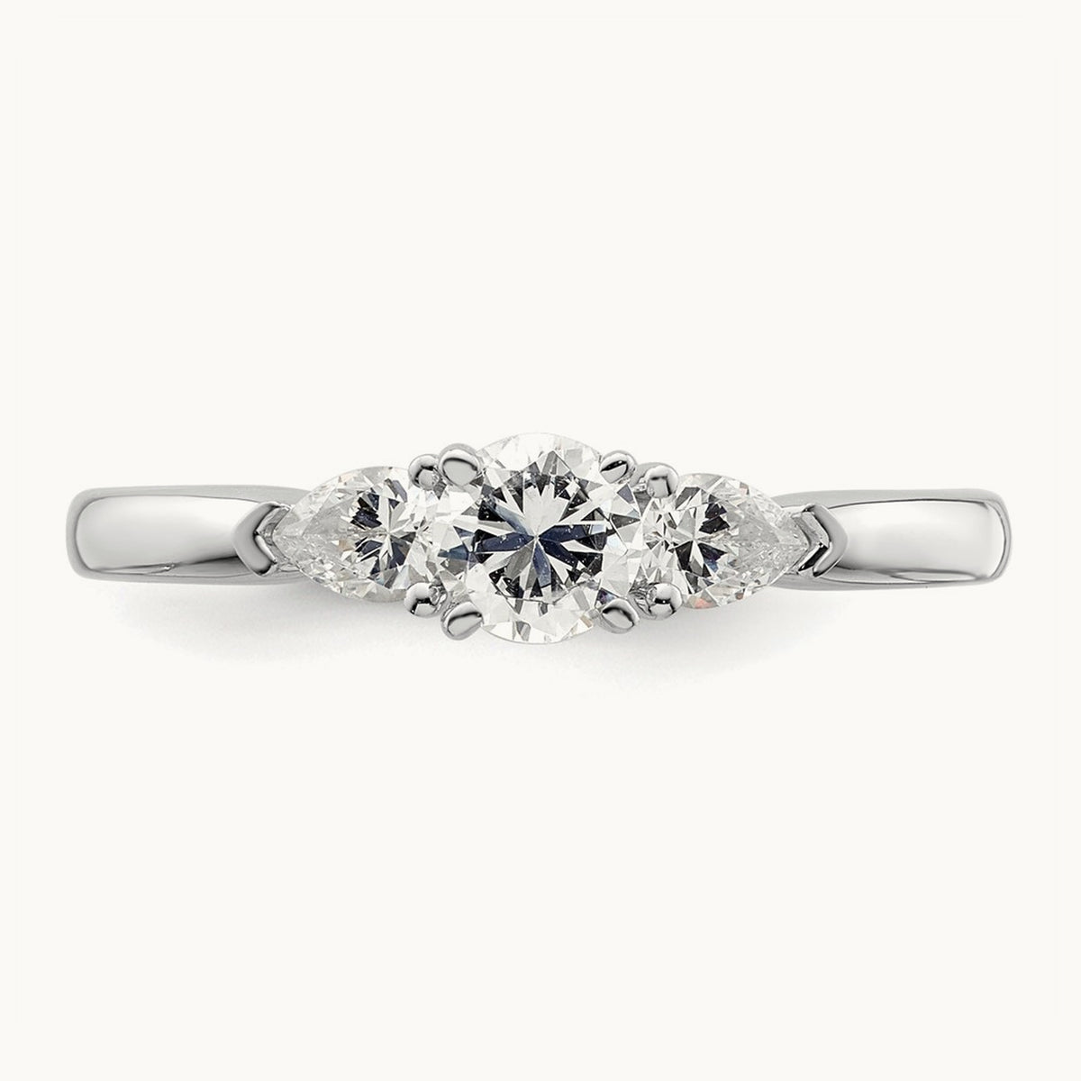 3-Stone Diamond Peg Set Semi-mount Engagement Ring, 14K White Gold