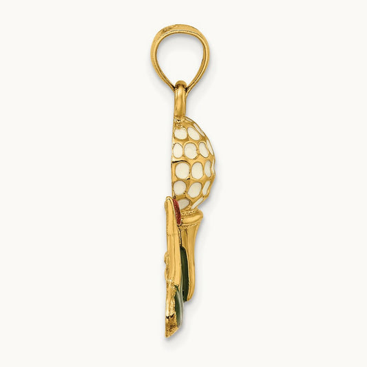 W/ Enamel and 2-D Golf Ball Charm, 14K