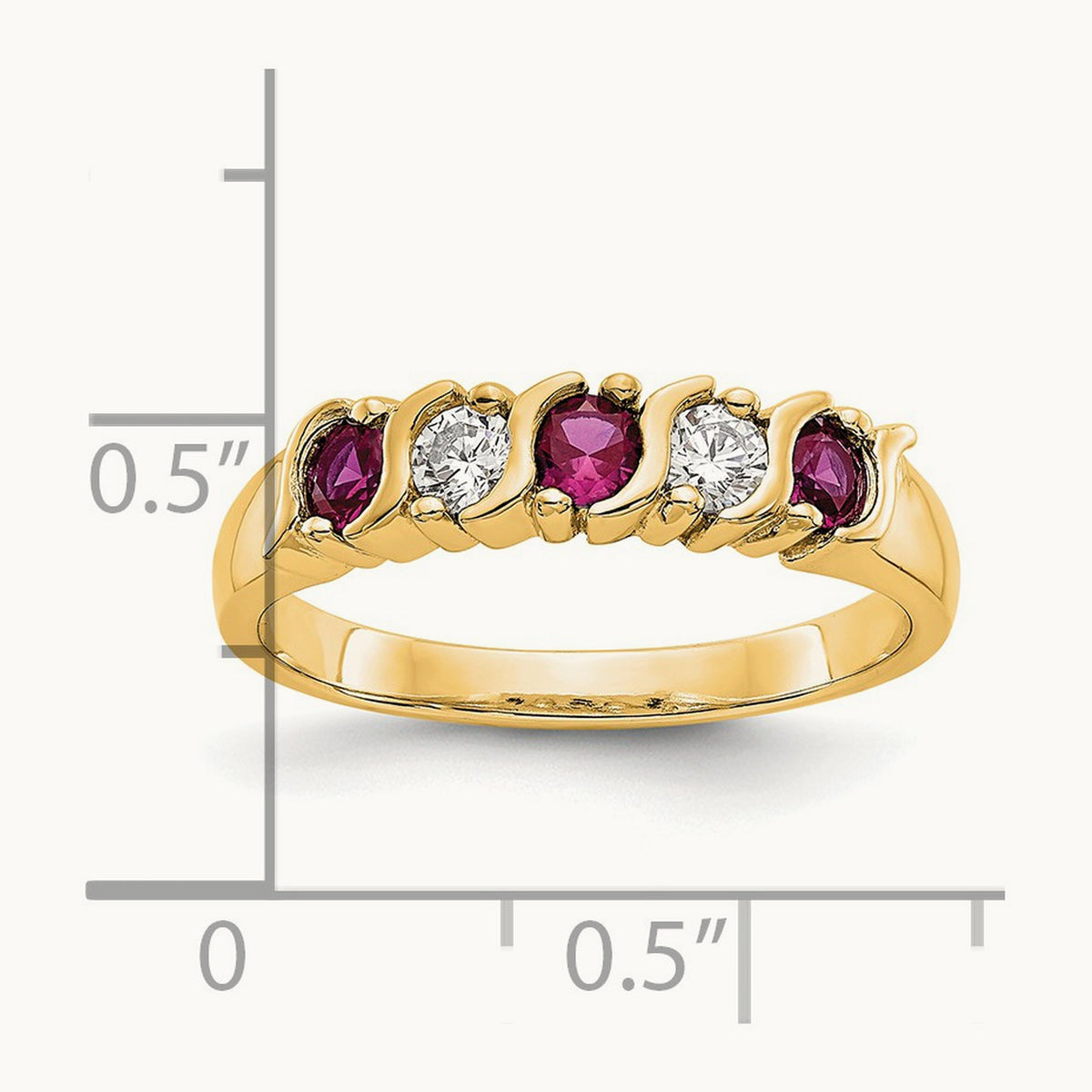 Diamond with Ruby Band — 14K Yellow Gold, 0.2 ct, 7