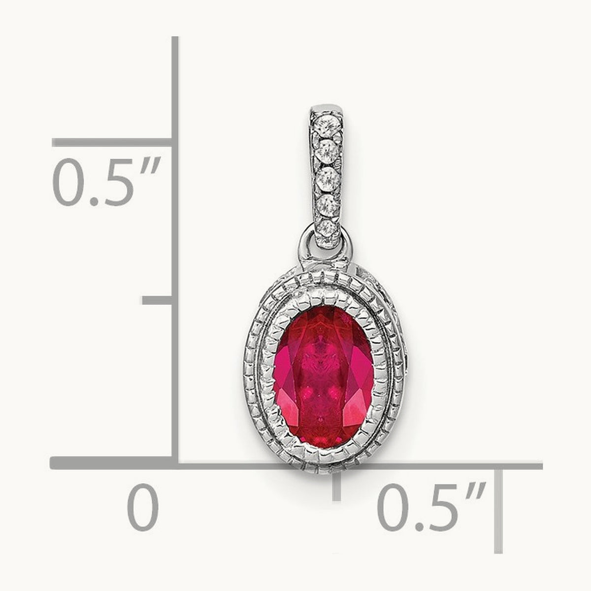 Oval Ruby and Diamond Pendant, 14K White Gold