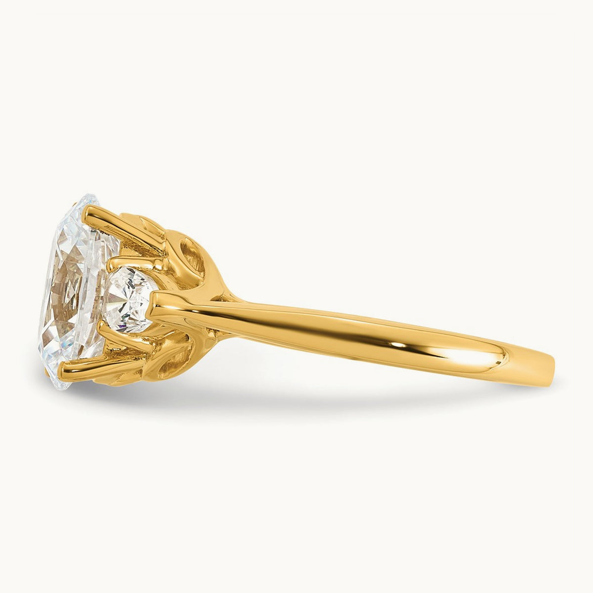 Oval/Pear 3 Stone Engagement Ring, 1.25-3.50 ct tw Lab-Grown Diamond — 2 1/2 ct, 14K Yellow Gold