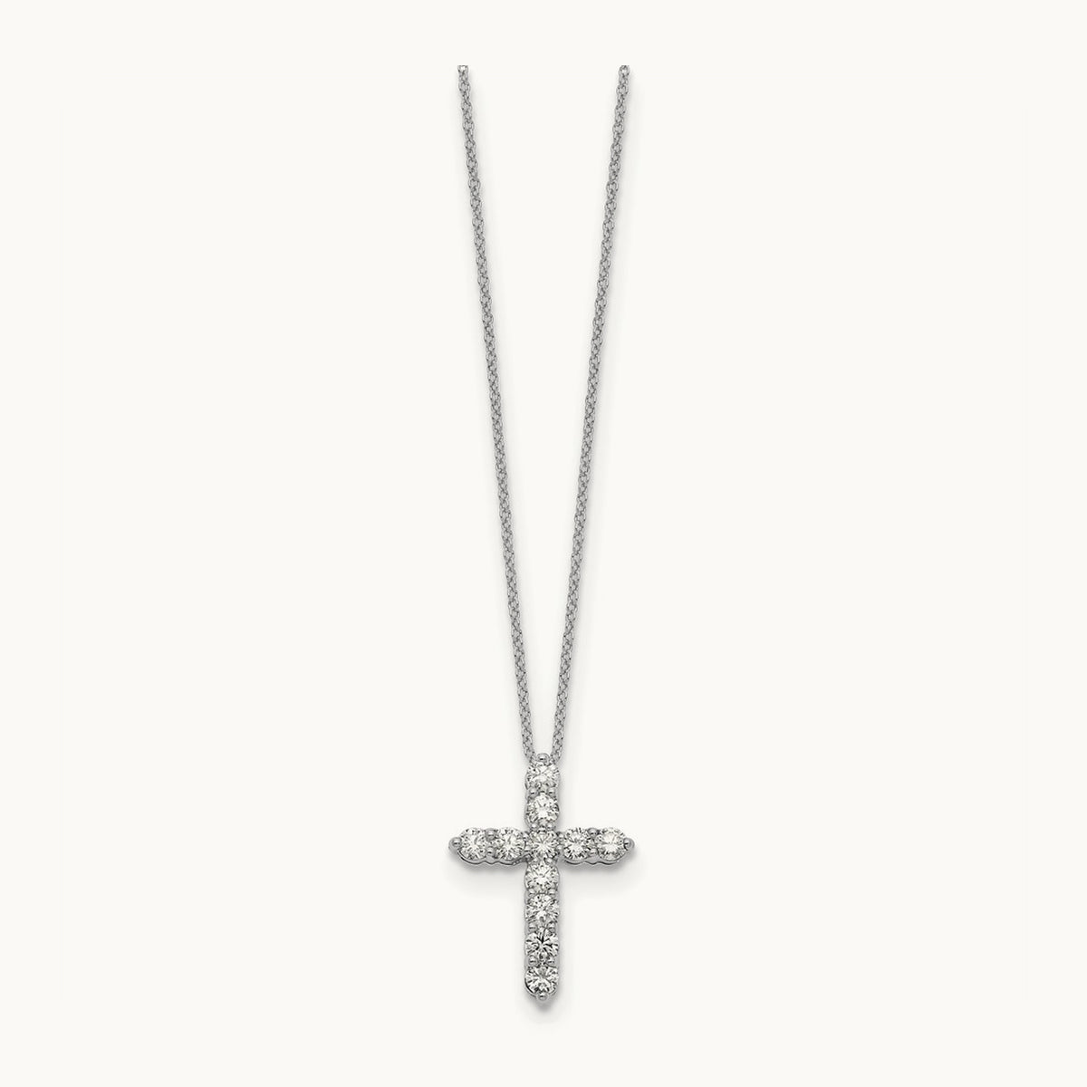 Diamond Cross 18 inch Necklace, 14K White Gold