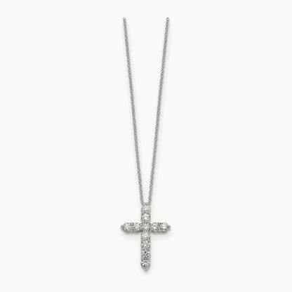 Diamond Cross 18 inch Necklace, 14K White Gold