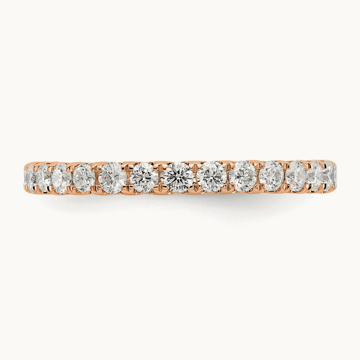 Polished U Shared Prong Diamond Eternity Band, 1.00 ct tw — 14K Rose Gold