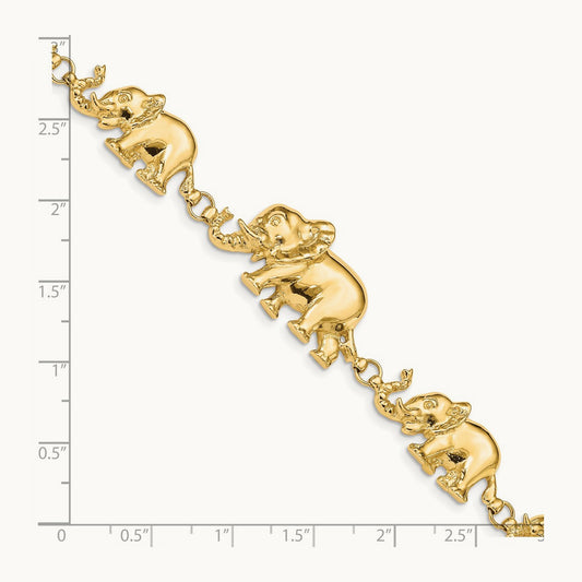 Graduated Elephant Bracelet, 14K