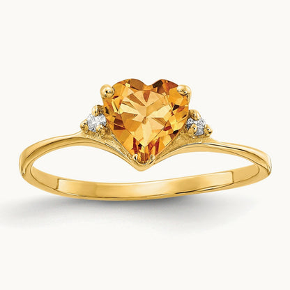 Citrine Diamond Ring, 14K