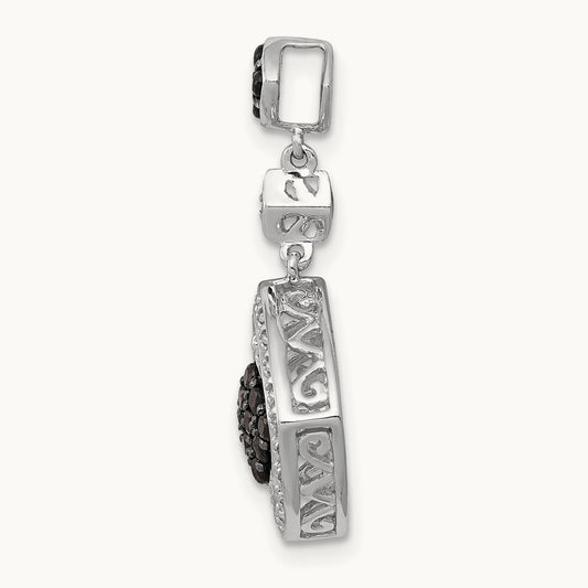 1/4ct. White and Blue Diamond Dangle Pendant, 14K White Gold