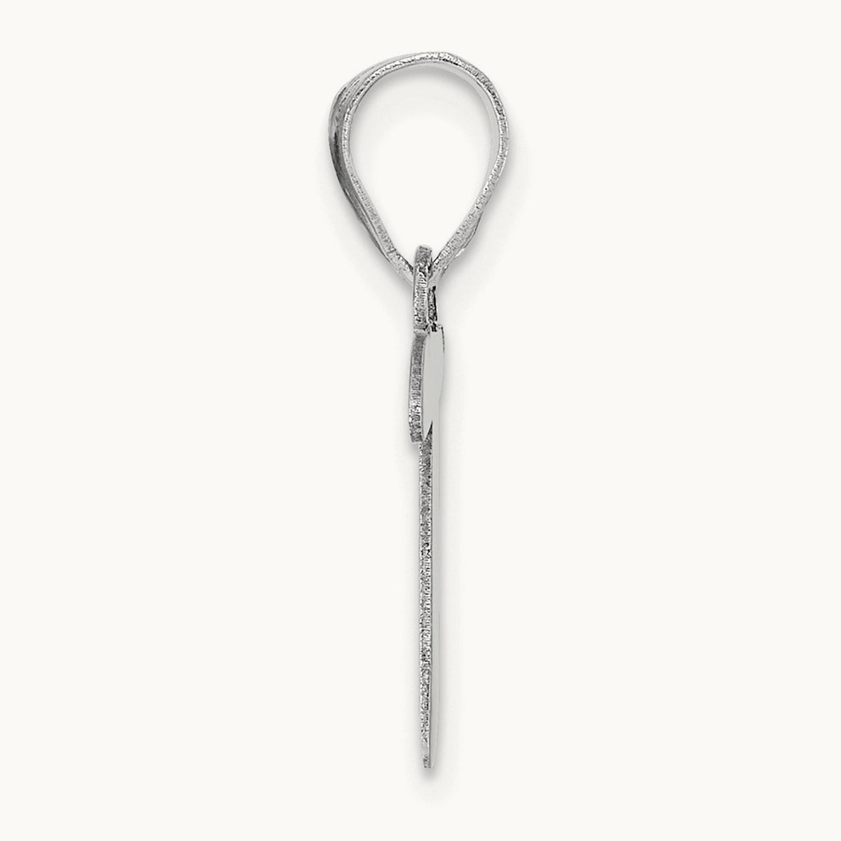 Polished Script Initial Pendant — 14K White Gold, T