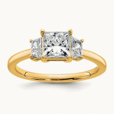 Princess & Trapezoid Engagement Ring — 14K Yellow Gold, 1 3/8 ct, 7