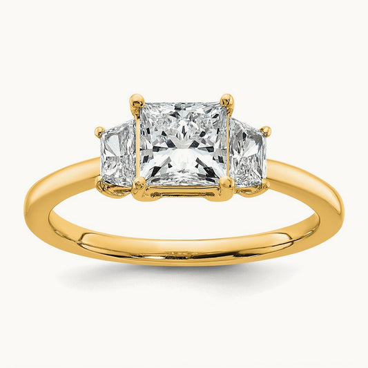Princess & Trapezoid Engagement Ring, 1.25-4.00 ct tw Lab-Grown Diamond — 1 3/8 ct, 14K Yellow Gold