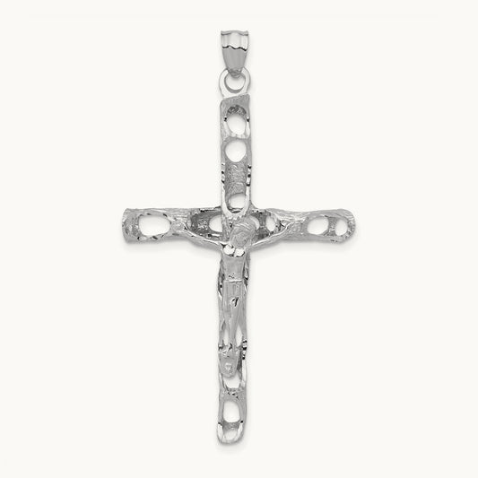 Crucifix Pendant, 14K White Gold
