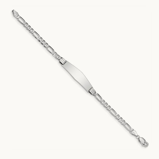WG Figaro Link Soft Diamond Shape ID Bracelet, 14K