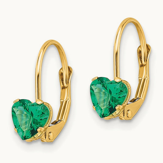 Heart Mount St. Helens Leverback Earrings, 5mm, 14K