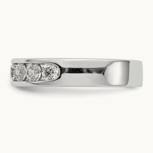 7-Stone Diamond Channel Band, 14K White Gold