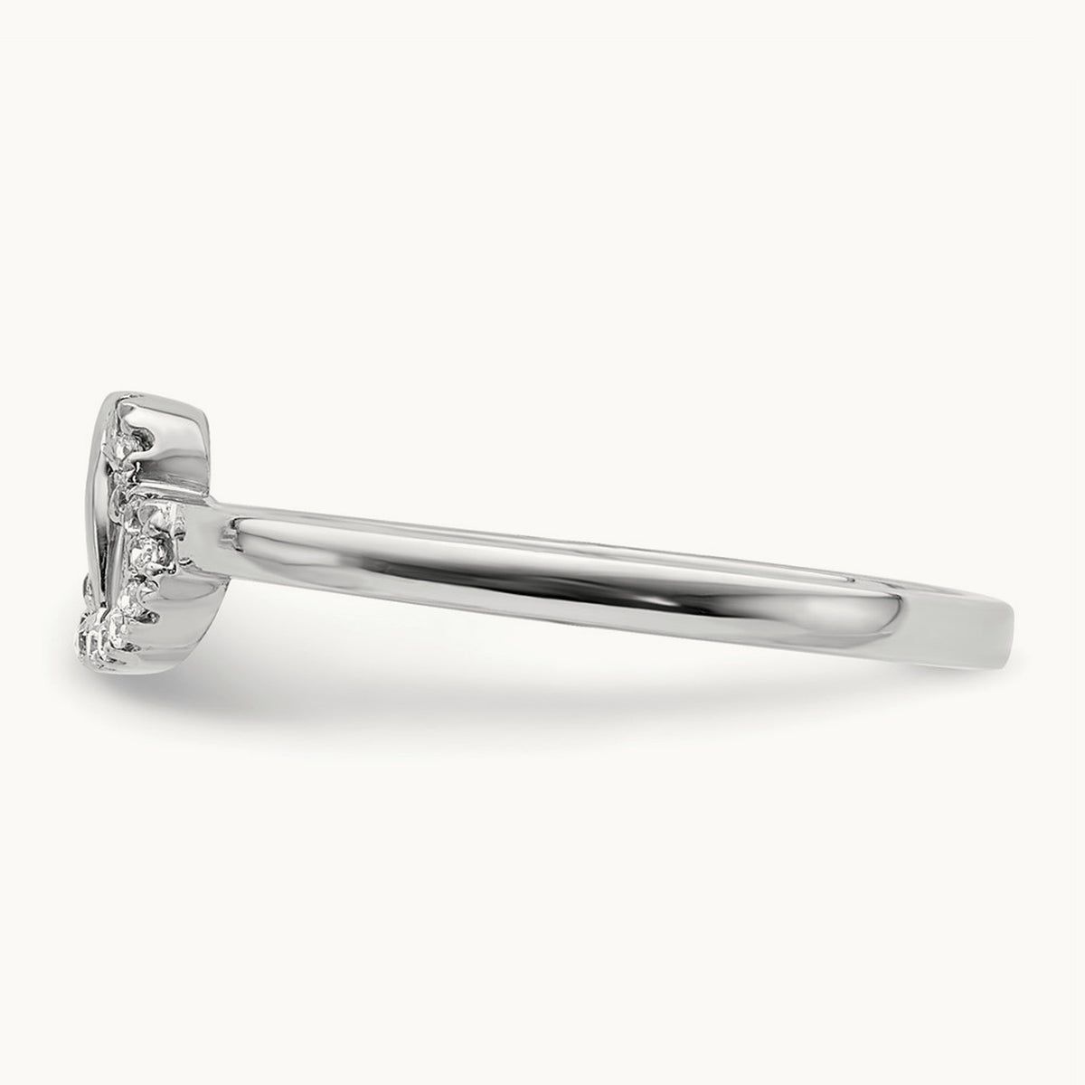 Diamond Double Heart Ring — 14K White Gold, 7