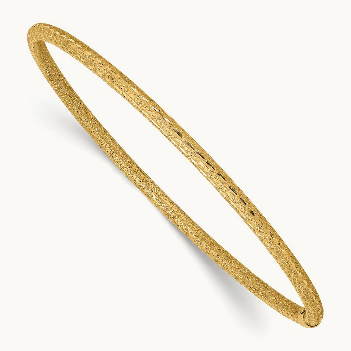 Satin Finish Diamond-cut Tube Slip-on Bangle, 3mm, 14K