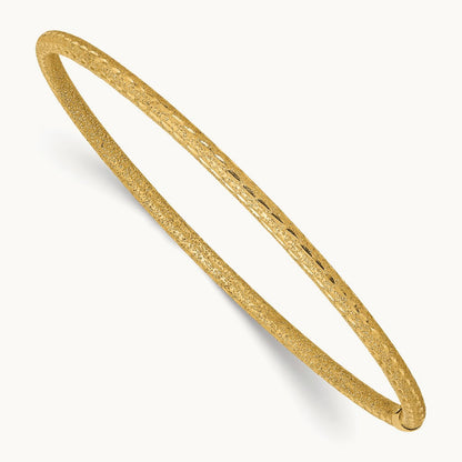 Satin Finish Diamond-cut Tube Slip-on Bangle, 3mm, 14K