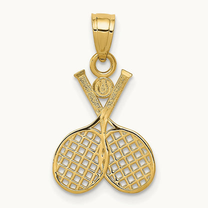 Double Tennis Racquet Charm — 14K Yellow Gold