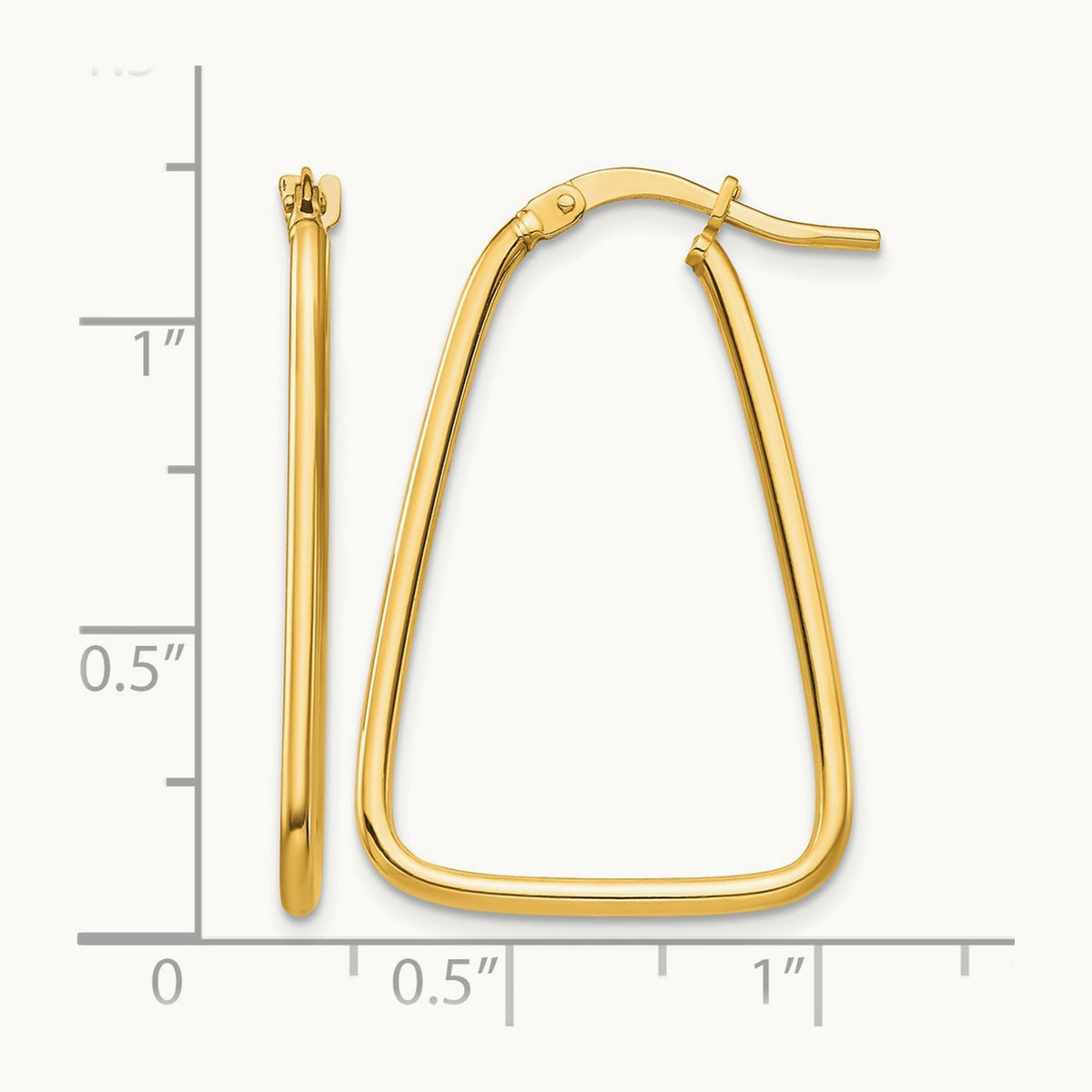 Polished Triangle Dangle Hoop Earrings — 14K Yellow Gold