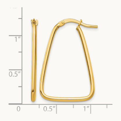 Polished Triangle Dangle Hoop Earrings — 14K Yellow Gold