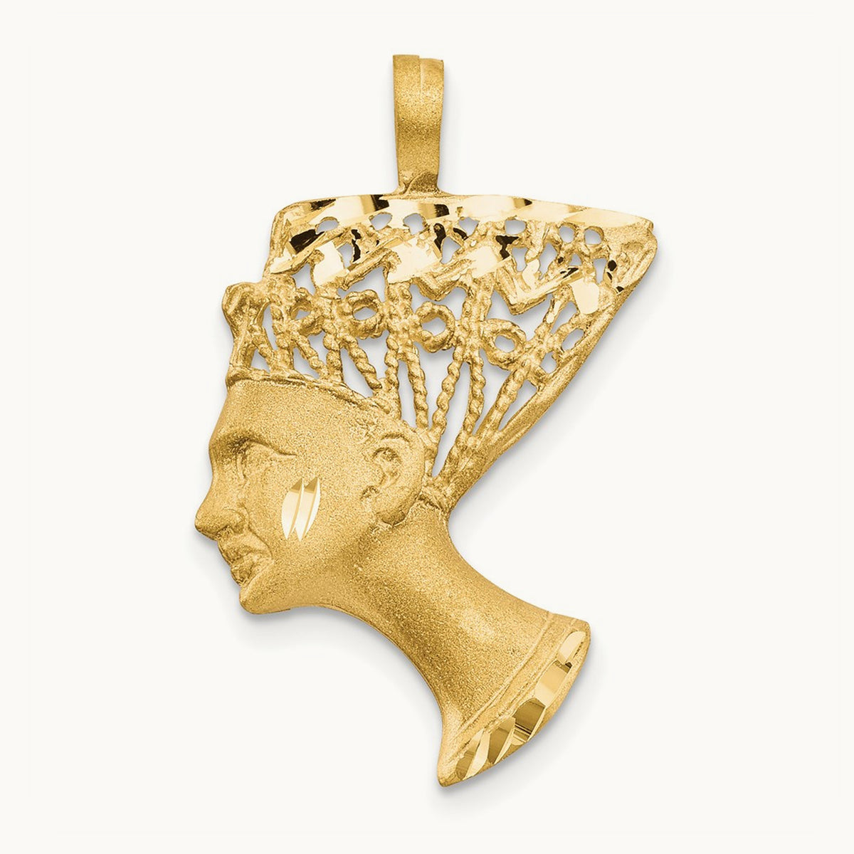 Satin & D/C Nefertiti Charm, 14K