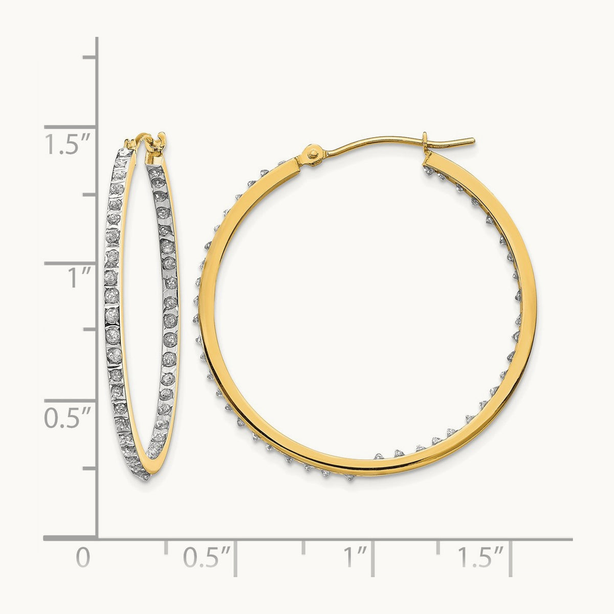 Diamond Fascination Diamond Dust/Accent Hoop Earrings — 35mm