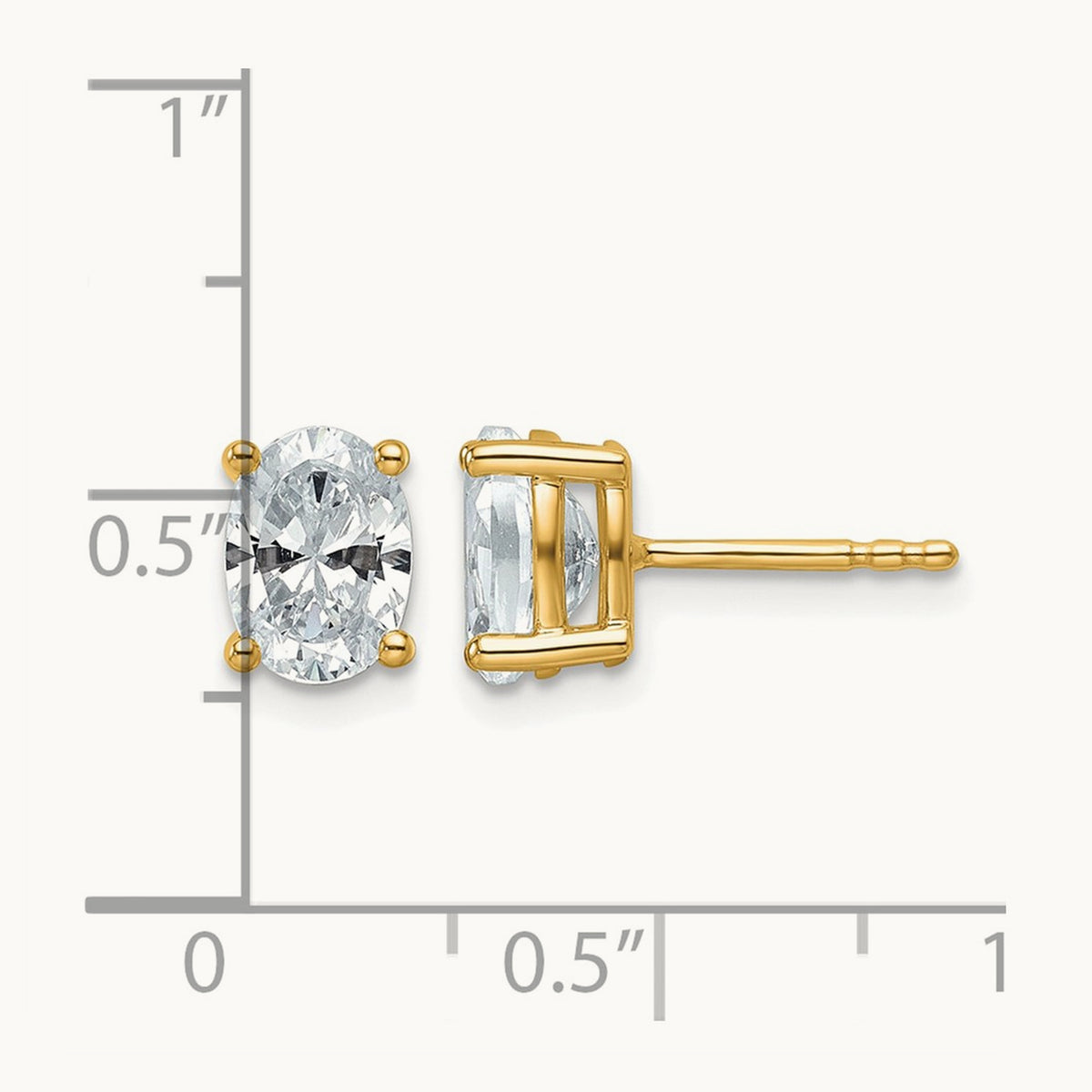 Oval Four-Prong Stud Earrings, 0.50-6.00 ct tw Lab-Grown Diamond — 1 1/2 ct, 14K Yellow Gold