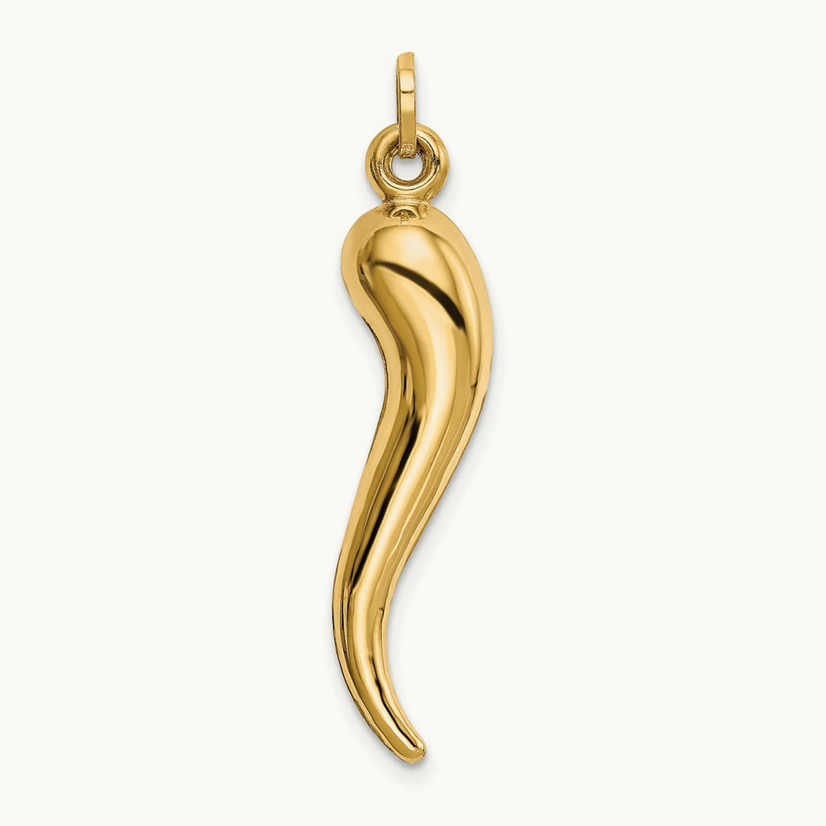 Hollow 3D Italian Horn Charm — 33mm