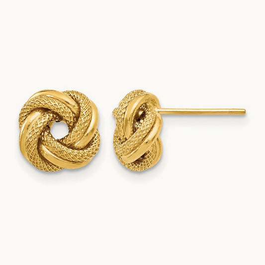 Polished D/C Love Knot Post Earrings, 10K — Leslie's