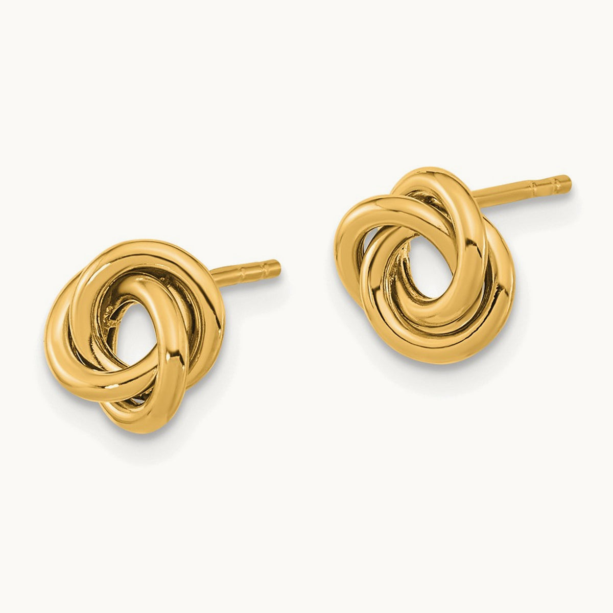 Polished Love Knot Post Earrings — 14K Yellow Gold