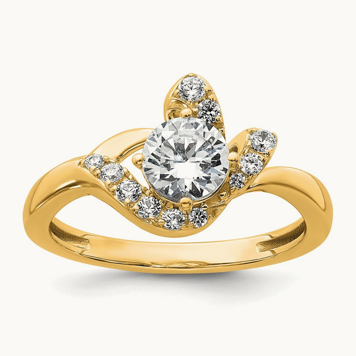 Round Engagement Ring, 0.75 ct tw Lab-Grown Diamond — 14K Yellow Gold