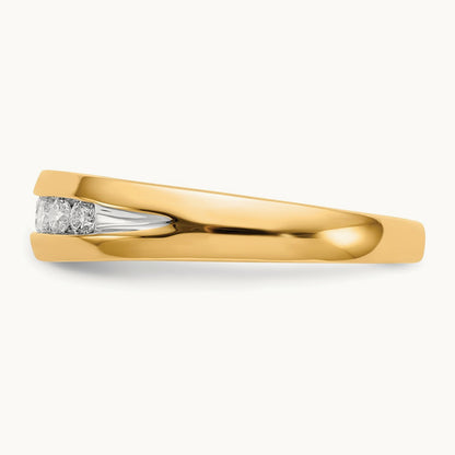 With White RH 7 Stone Men's Ring, 0.25 ct tw Lab-Grown Diamond — 14K Yellow Gold