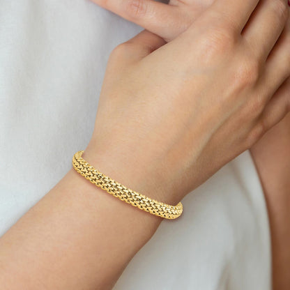 7.25in Polished Mesh Bracelet — 14K Yellow Gold, 6.75mm