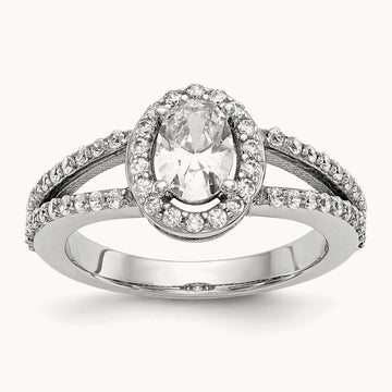 Oval Semi-Mount Halo Engagement Ring, 0.50 ct tw