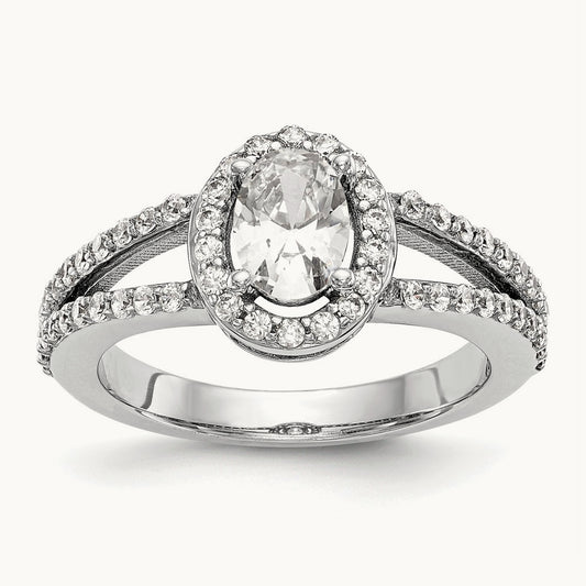 Oval Semi-Mount Halo Engagement Ring, 0.50 ct tw