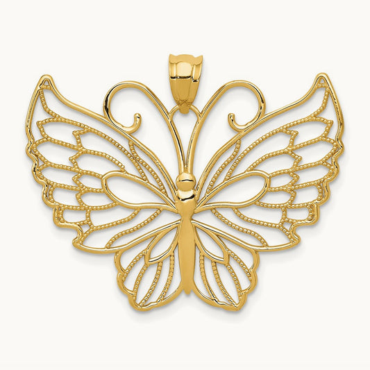 Polished Butterfly Pendant, 14K