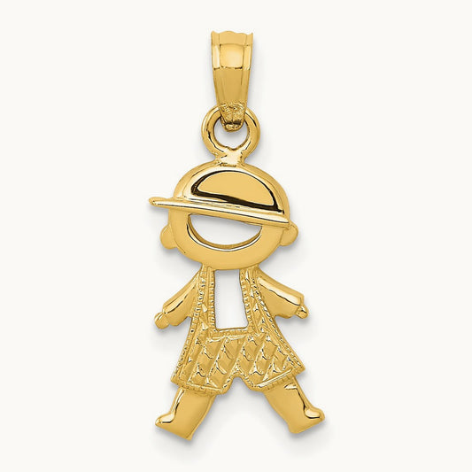 Polished and Textured Boy Pendant, 14K