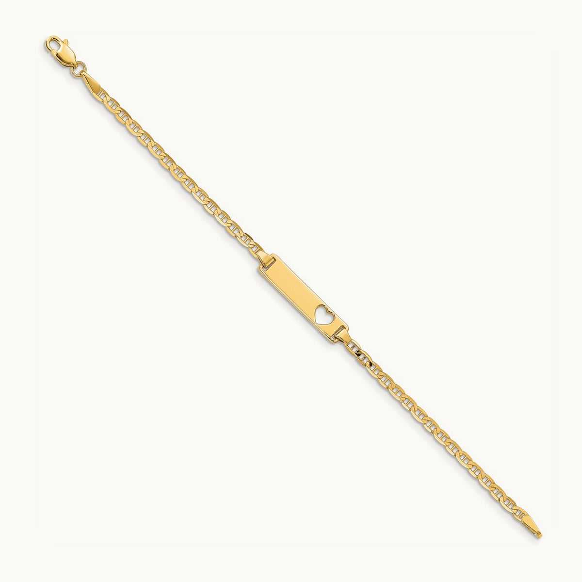 Cut-out Heart Anchor Link ID Bracelet — 5.5mm